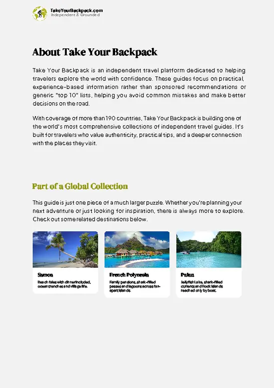 example page 1 from our offline Travel Guide for Cook Islands
